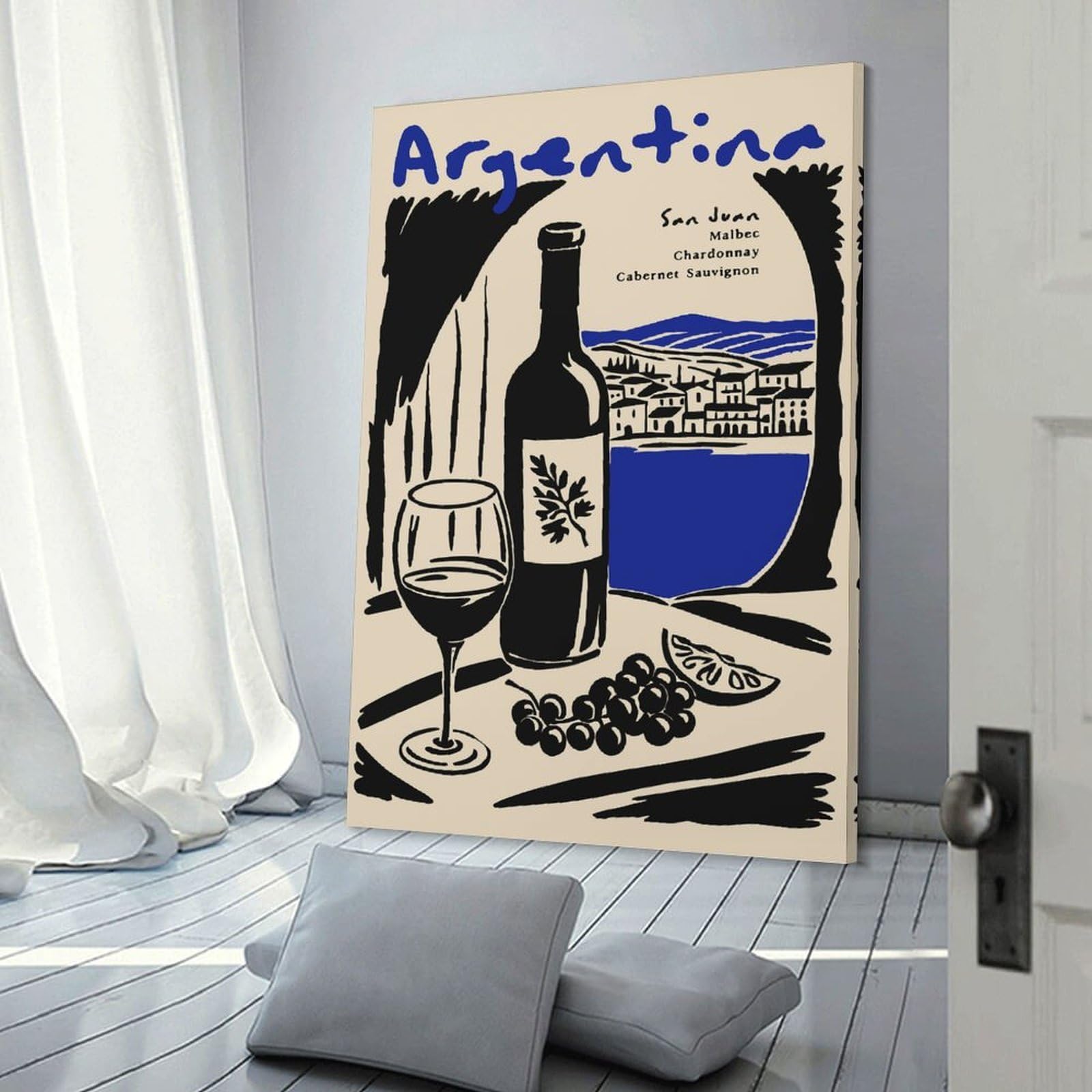 Junmoney Argentina Wine Still Life Decorative Canvas Print 20x30inch(50x75cm), for Gallery Wall Layouts in Home Or Office, Home Wall Art for Statement Displays