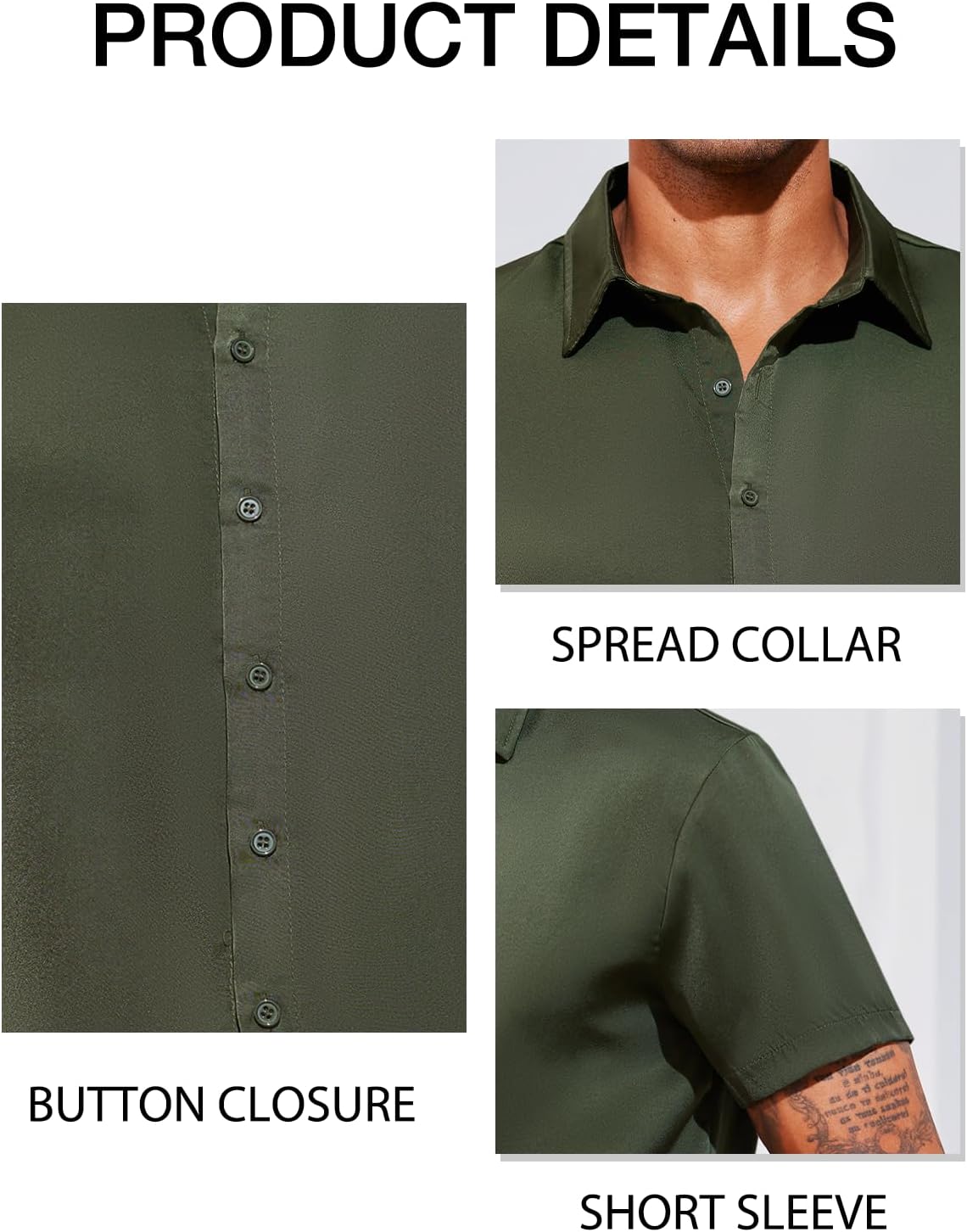 Runcati Mens Luxury Satin Silk Dress Shirts Casual Button Down Short Sleeve Prom Party Wedding Shirt - Image 5