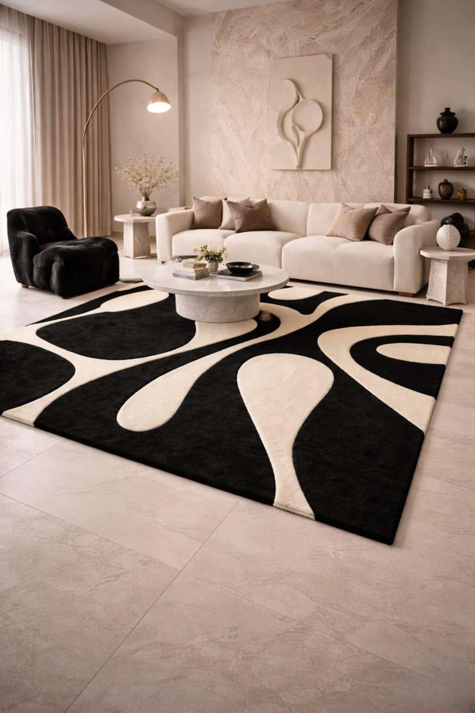 Hand Tufted Area Rug 4x8, Wool Viscose Blend, Plush Cushioned Pile, Non-Slip Canvas Latex Backing, Multi-Color Bohemian Design, Living Room Bedroom Dining Room-image-49