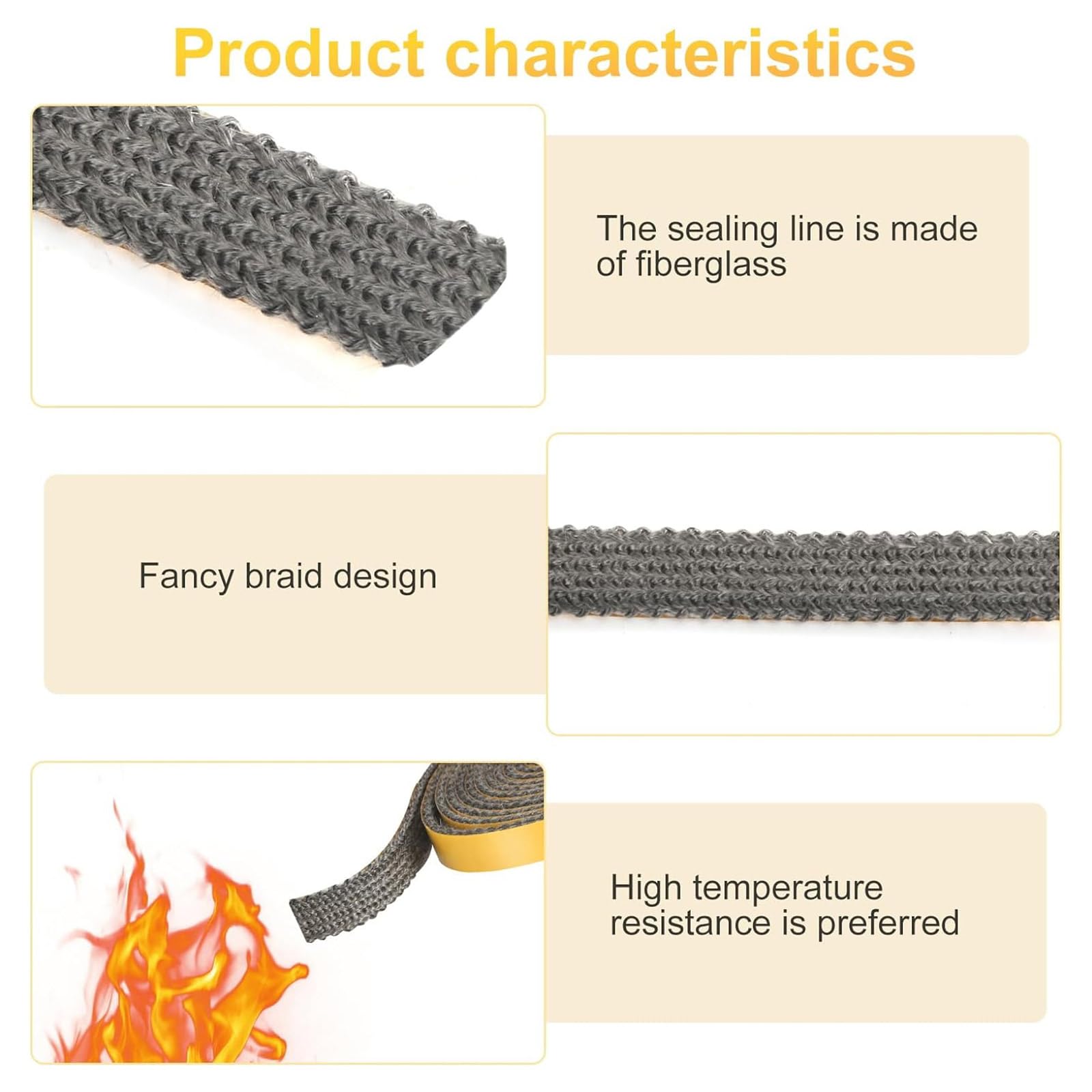 Nastro Sigillante Termico Kaminfix 3m Per Stufe E Camini - Resistente Fino A 1000°C - Prodotto In Germania