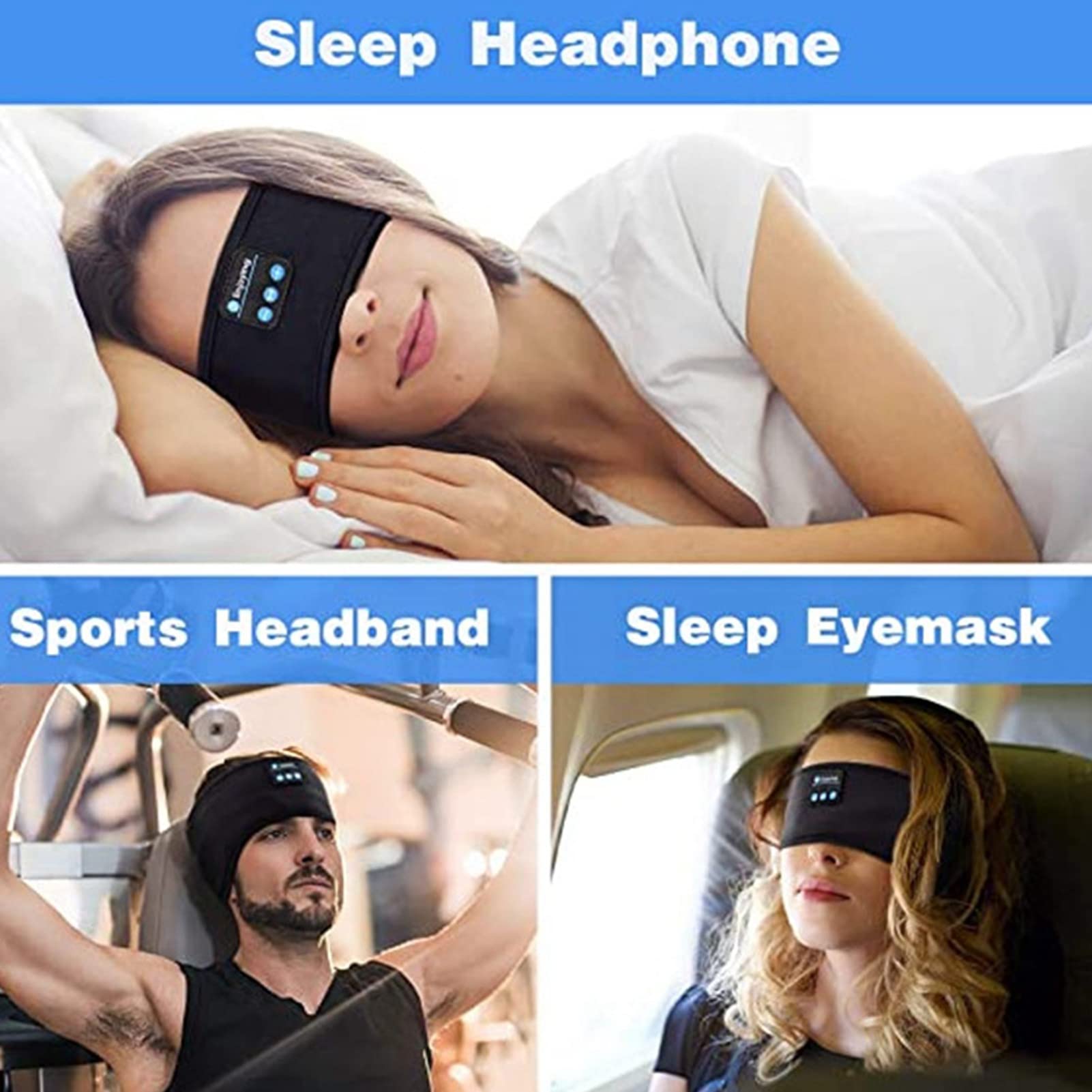 Auriculares inalámbricos deportivos, auriculares para dormir, diadema Bluetooth 5.2, altavoz estéreo HD, para dormir, entrenamiento, correr, yoga, viajes