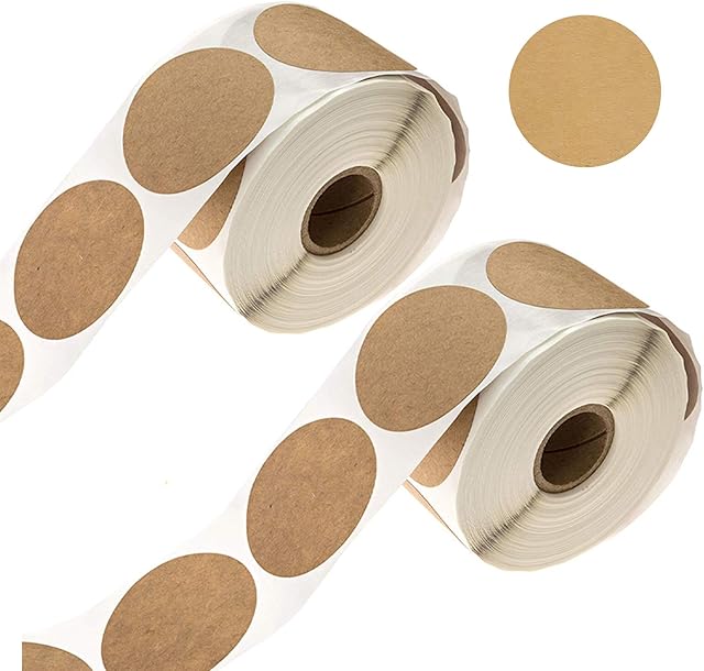 1000 Pieces Kraft Paper Labels Stickers,1 inch Round Blank Kraft Stickers Labels Sale Price Stickers Brown Adhesive Stickers Jars Canning Labels Writable Sticker Paper Brown Round Stickers