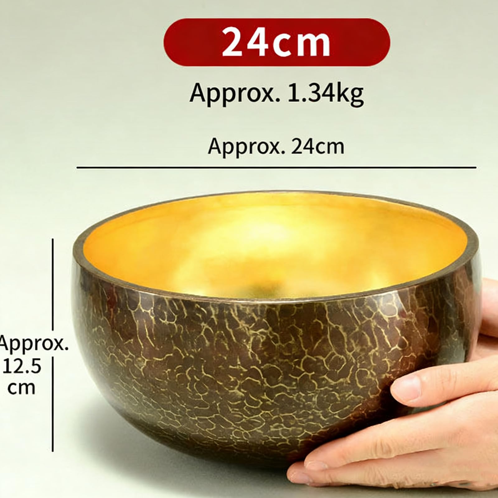 Set di campane tibetane – facile da suonare per principianti – con cuscino in seta e mazzuolo, regalo per meditazione e guarigione del suono (24 cm)