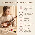 2 Sets White Nylon Ukulele Strings with 5 Heart Shape Felt Picks Replacement Strings Accessories Kit for Soprano (21 Inch)/ Concert (23 Inch)/ Tenor (26 Inch)