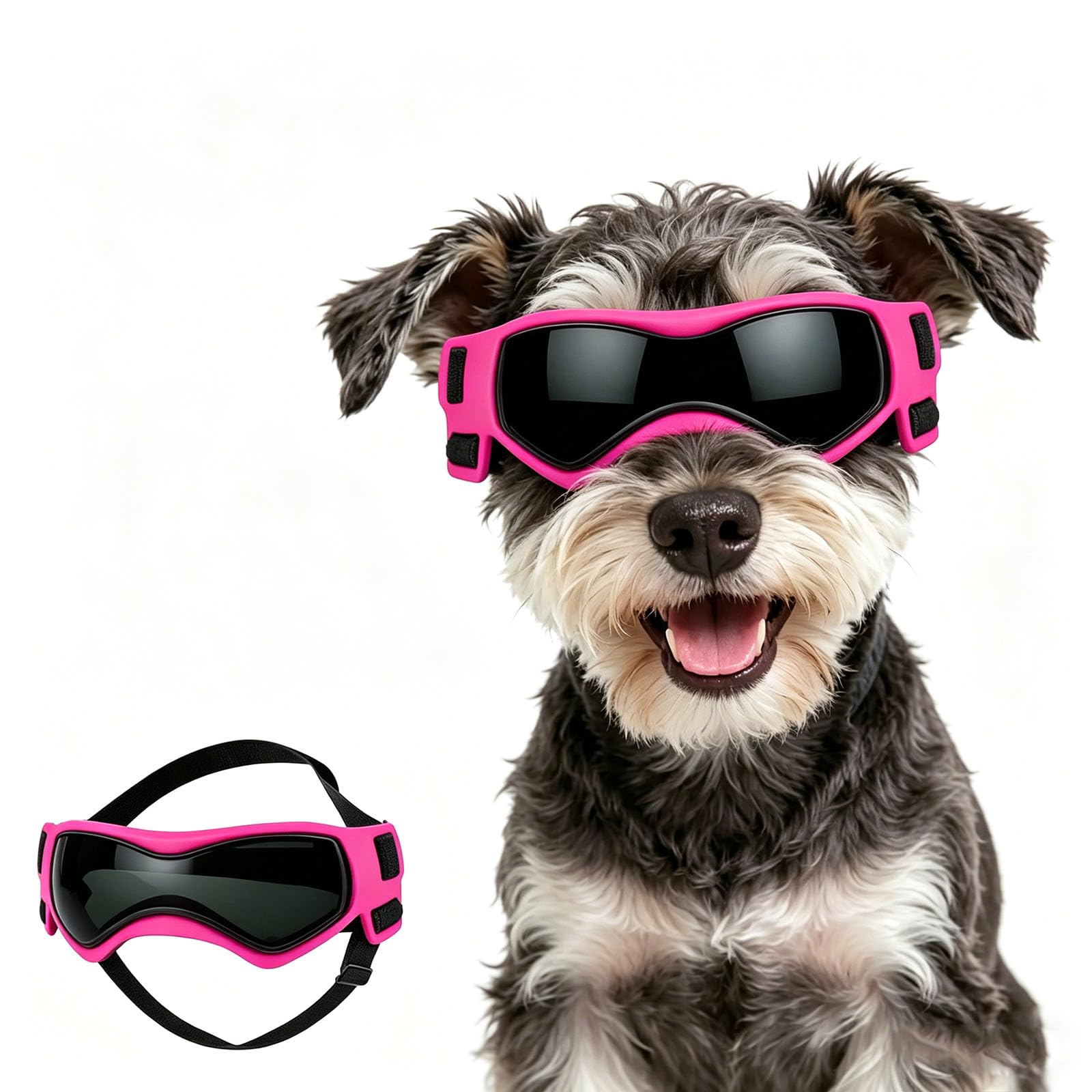 Namsan Gafas para perros de razas pequeñas, protección UV para perros pequeños, lentes de sol para cachorros, resistentes al viento, a prueba de polvo, protección ocular para conducir, ajustables