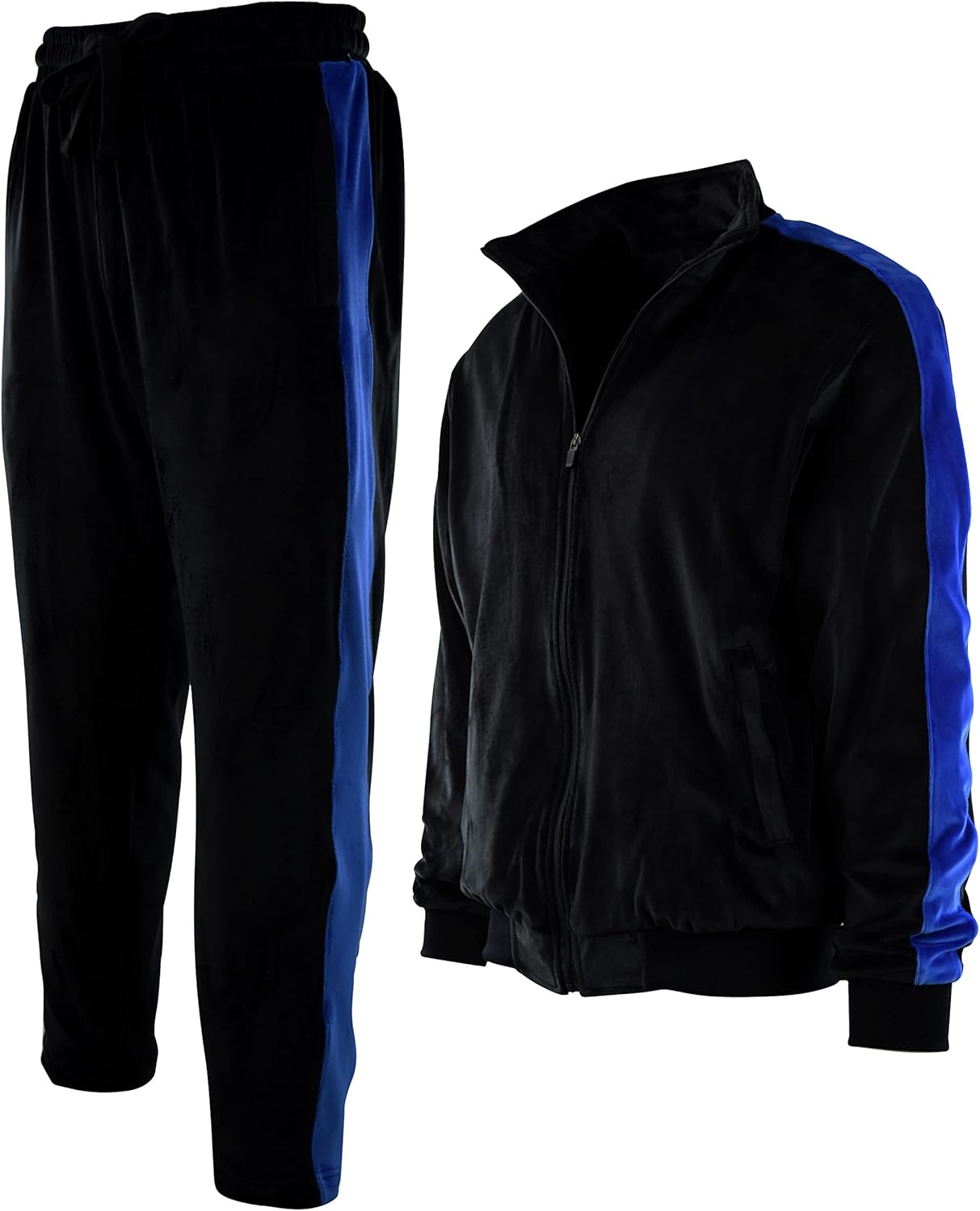 Mens Velour Set with Zippered Pockets and Velour Lining