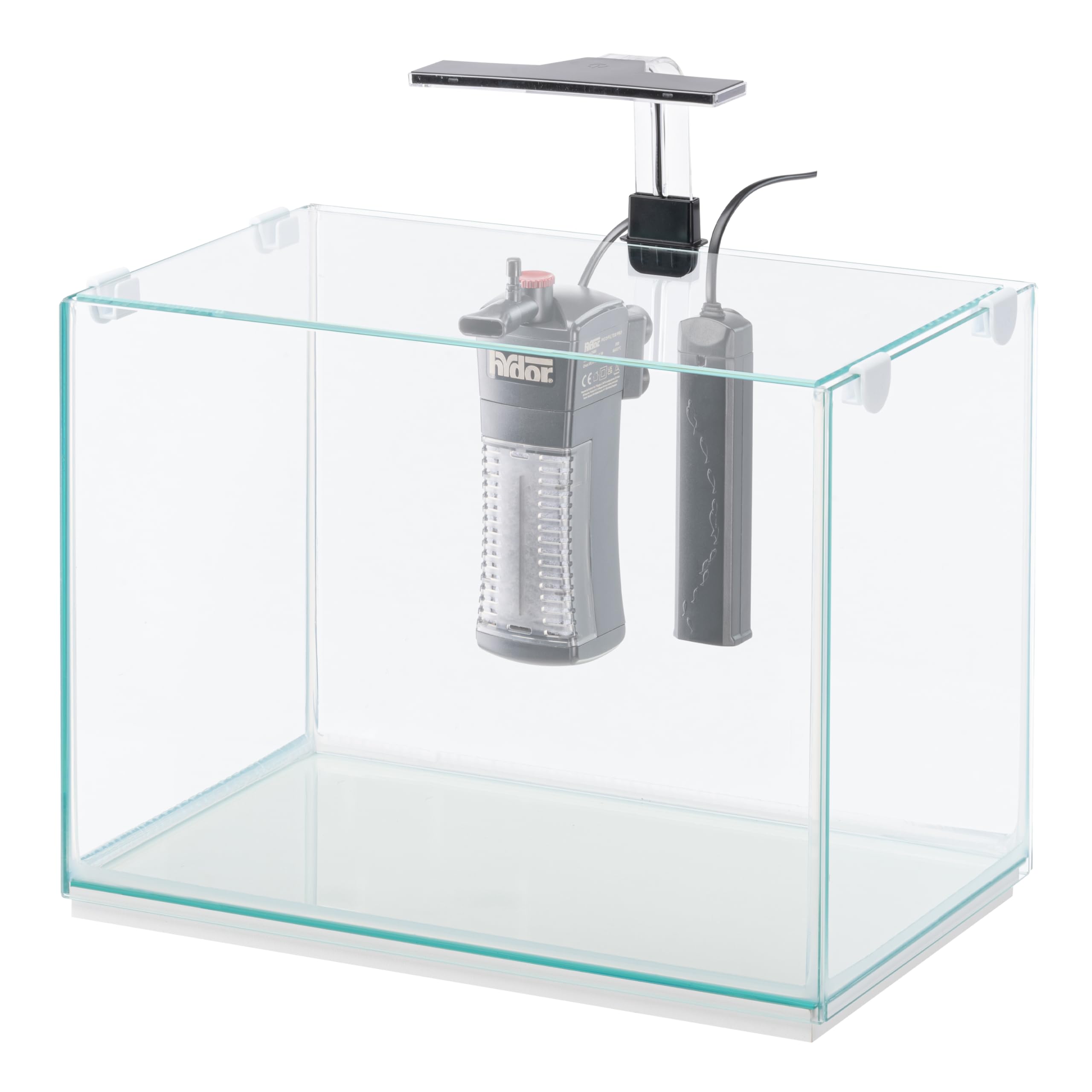 Hydor Acuario 34 litros con Lámpara LED Regulable de 3 Modos (día, Noche y Mixto), Filtro Interno Silencioso y Calentador, 40 x 25 x h 41 cm.