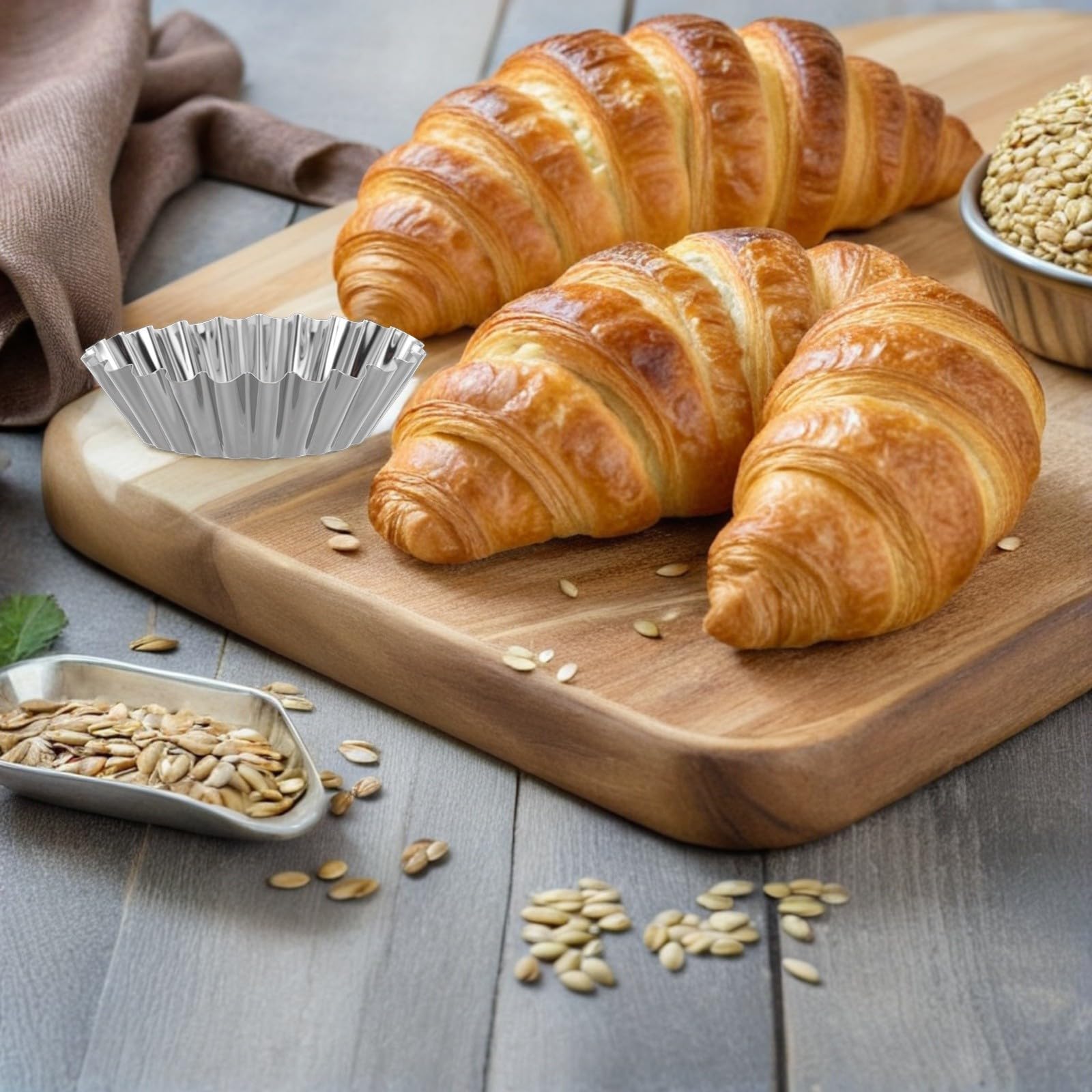 Moldes para Tartaletas de Huevo de Acero Inoxidable 50 Piezas | Plata, Redondos y Reutilizables, Mantenimiento Sencillo, Usos Versátiles en Cocina y Repostería
