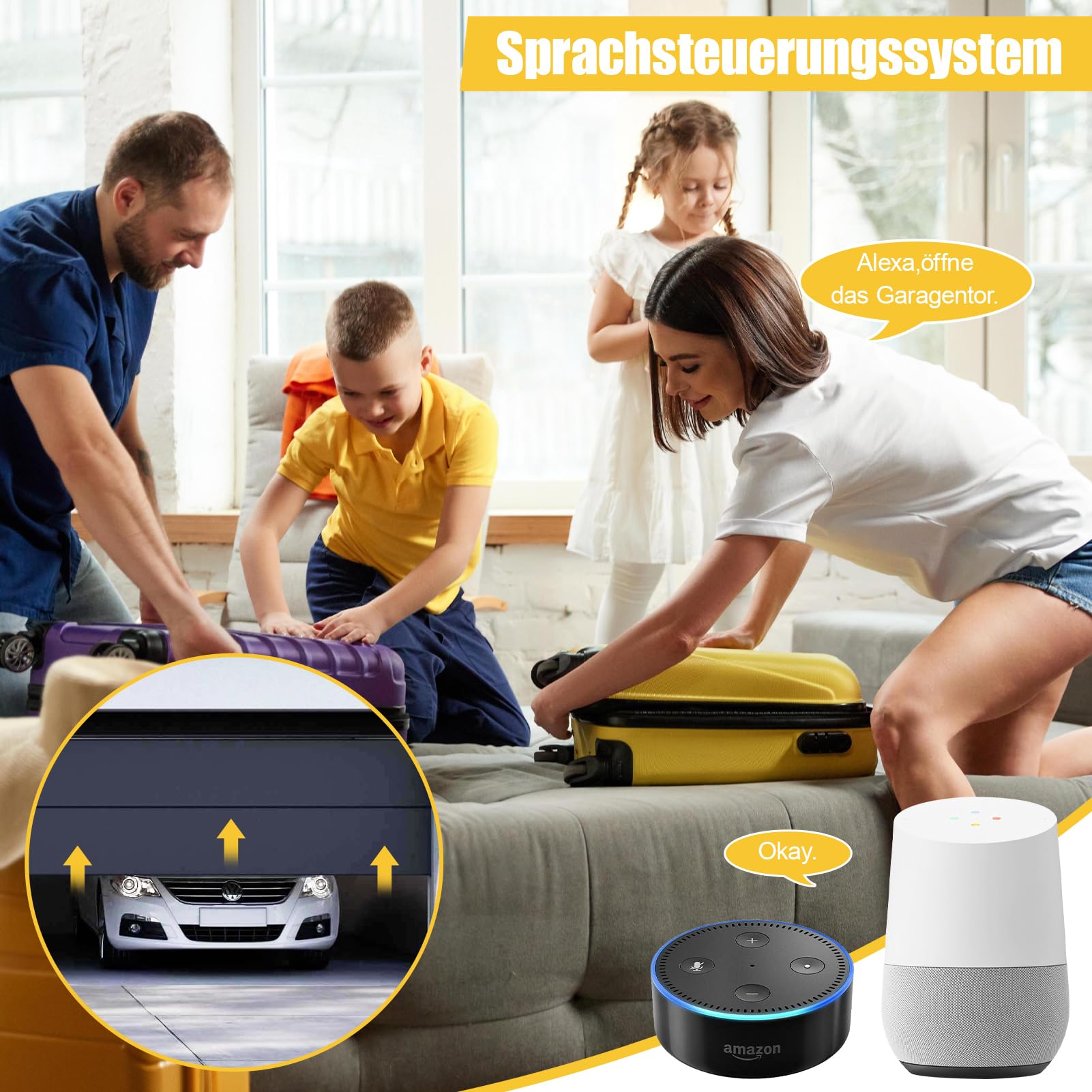 Ouvre portail connecté Zigbee, ouvre-porte de garage intelligent avec application Tuya & Smart Life, ouverture portail connecté compatible avec Alexa & Google Assistant, hub non inclus
