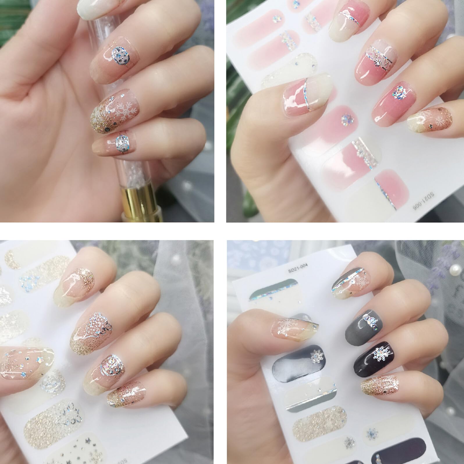 5 Set Adesivi Per Unghie Autoadesivi Con Delicati Per Nail Art Facili Applicare Adatti Per E Te Decorazioni Per Unghie Eleganti E Uniche 6 Fogli*5