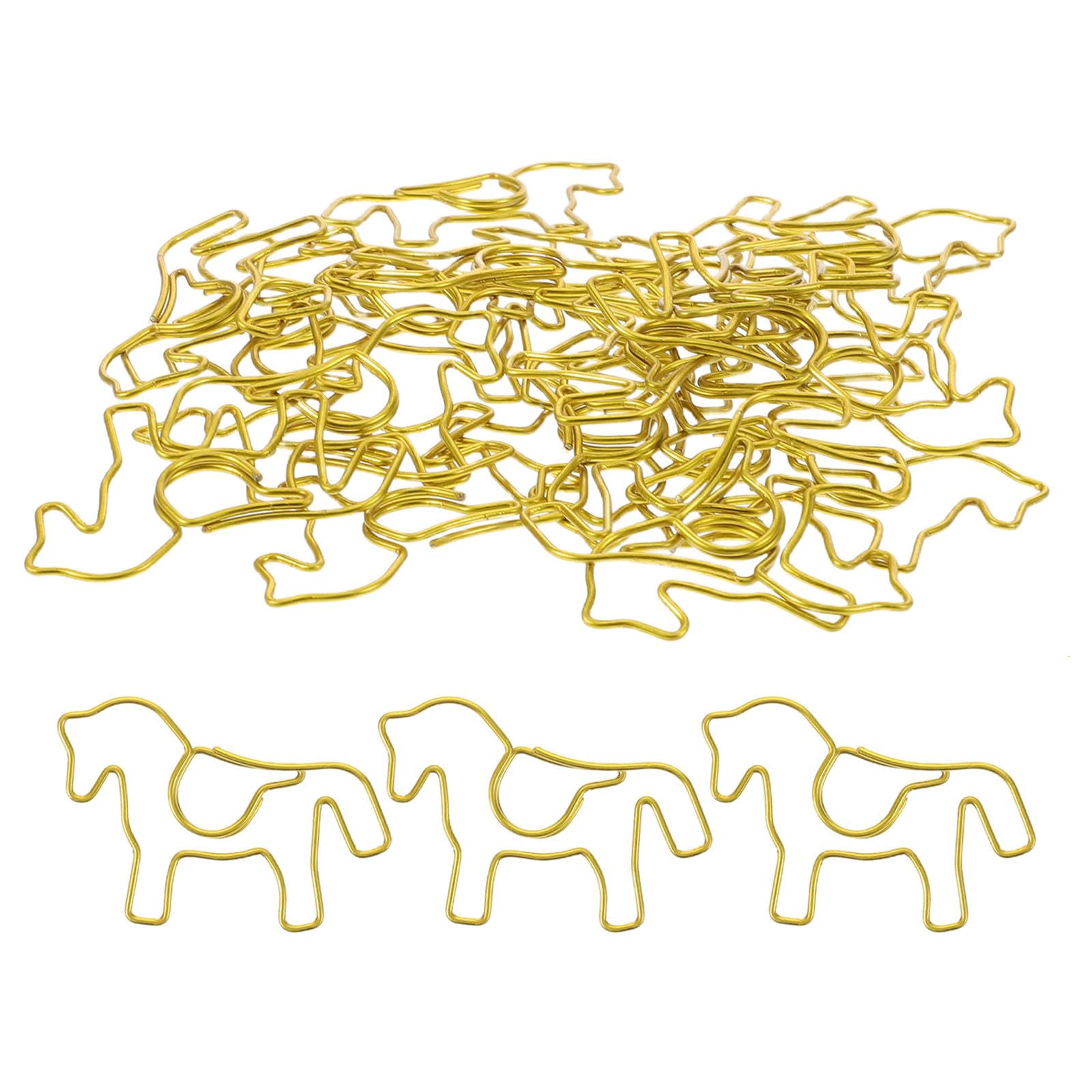 IDEANATEGRATE 馬型ペーパークリップ 30個:学生・教師用ゴールド装飾メタルワイヤークリップ - オフィス・学校用品 - 新年パーティーの記念品に楽しいブックマークとメモクランプ