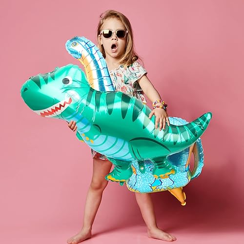 Miniatura 4 de Paquete de 15 globos de dinosaurio grandes de aluminio para suministros de fiesta de cumpleaños, decoraciones de fiesta de dinosaurios
