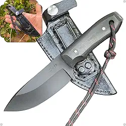 Faca Artesanal ES Mini EDC Utilitaria Neck Knife Bainha com Botão Cabo em Micarta