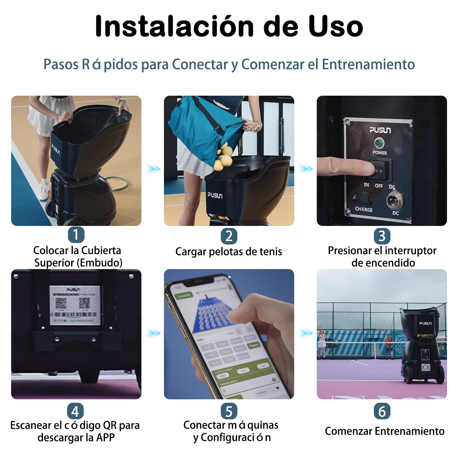 Genérico PT-MAX C - Máquina de Tenis Inteligente con App y Control Remoto. Velocidad y spin Ajustables, programación multizona, Alta Capacidad, batería Duradera. Portátil, para Todos Niveles.