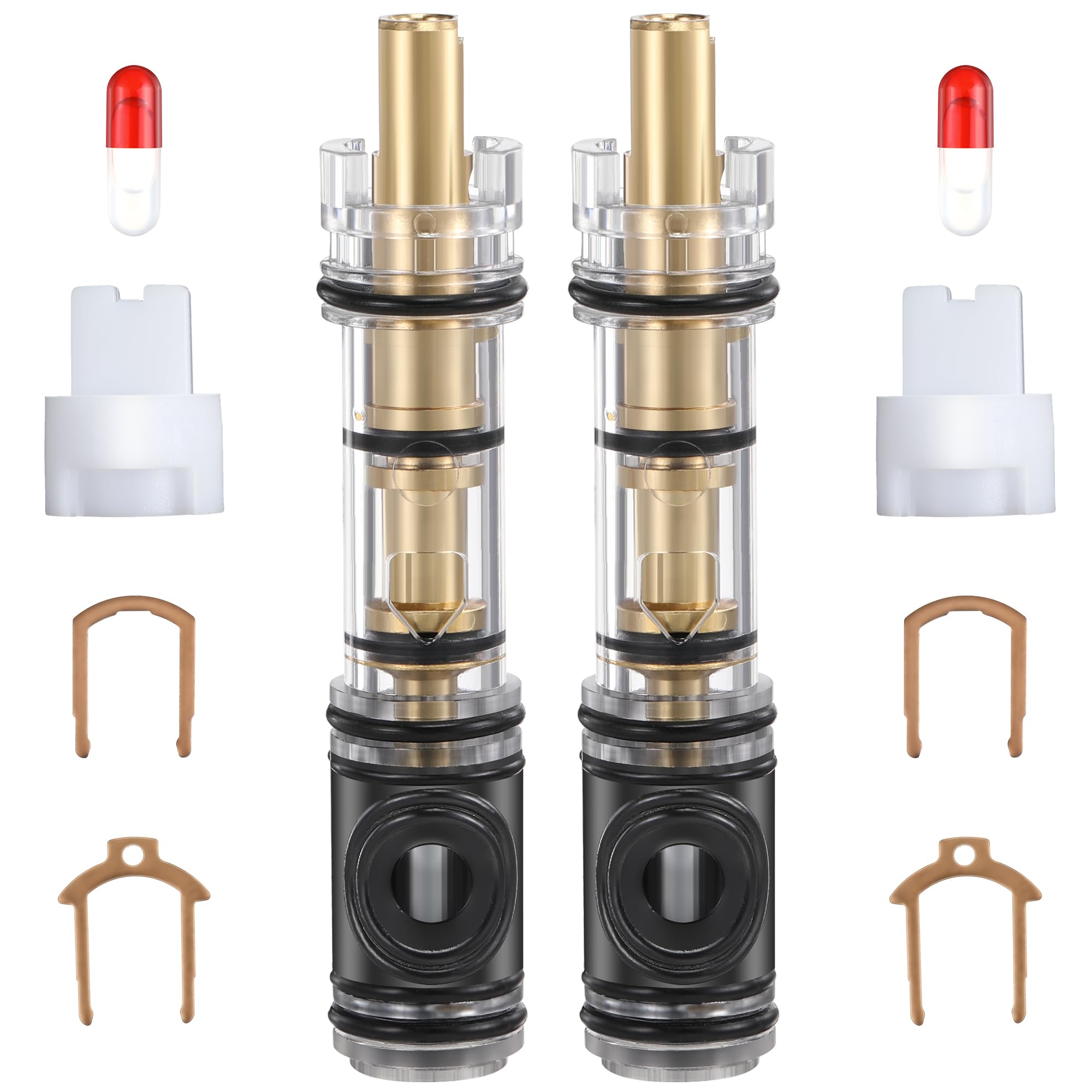 1225 1225B Dual Seal Faucet Cartridge Replacement Kit Compatible with Moen One-Handle Kitchen and Bathroom Faucet (2 Pack), Brass