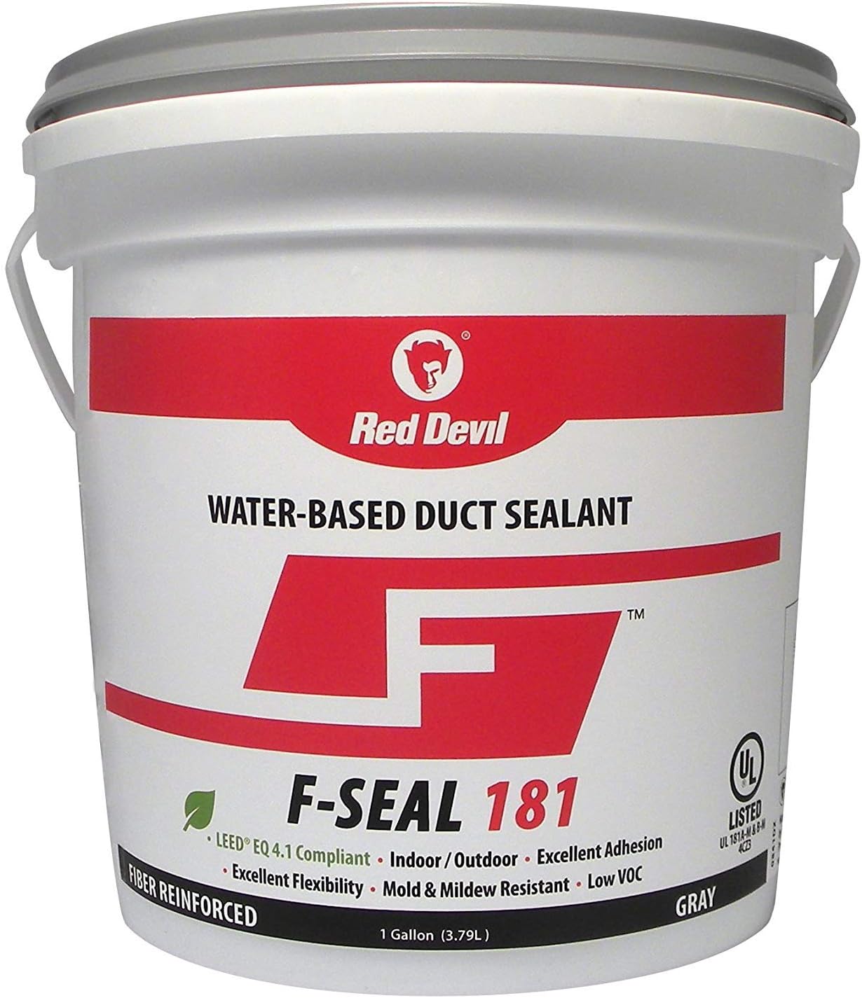 0841DX F-Seal 181 Duct Seal, Fiber Reinforced Water Based Duct Sealant, 1 Gallon, Gray, Made in USA