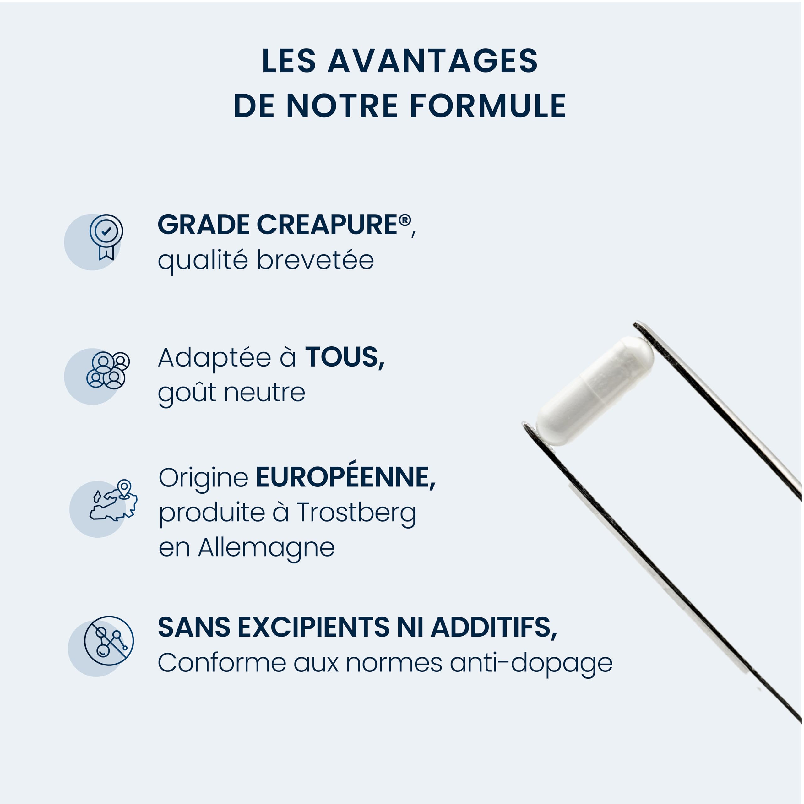 Créatine Monohydrate Creapure® en 180 Gélules 680mg - Force Musculaire & Performances physiques - 100% pure - Adaptée à tous - Haute assimilation - Fabrication Allemande - Dynveo