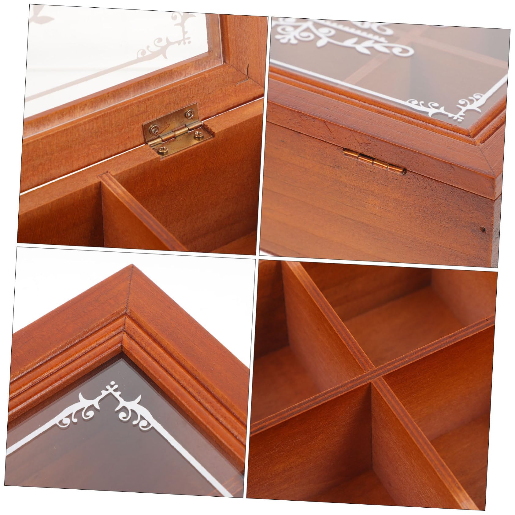 3piezas Organizador De Té Madera Compartimentos Caja Almacenamiento Retro Para Azúcar y Té Para Hogares Cafés y Restaurantes