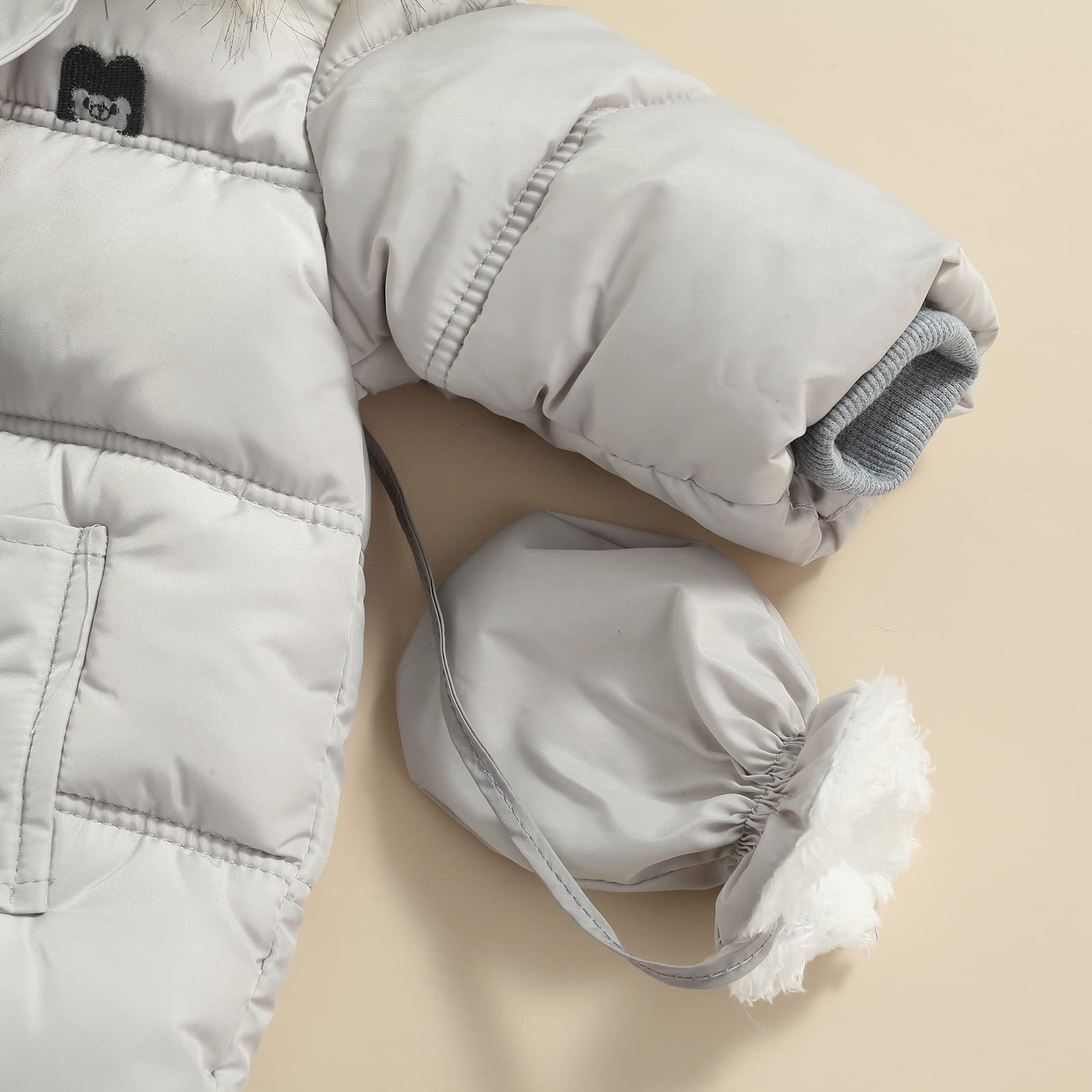 Combinaison de Neige Polaire Bébé Barboteuse à Capuche Hiver Grenouillère Pyjama Zippé Épais Salopette Vêtement une pièce Chaud pour Garçon Fille
