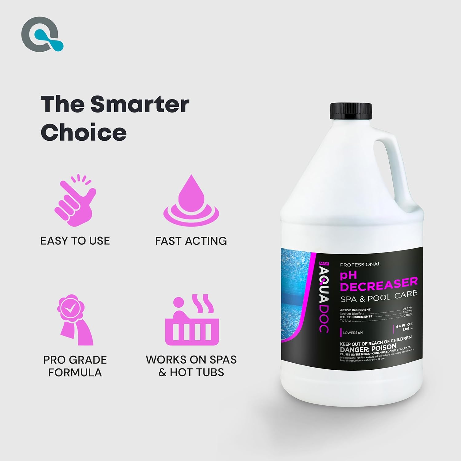 AquaDoc Hot Tub pH Decreaser - 64oz - Spa pH Down for Water Balance - Hot Tub Chemicals Made in USA