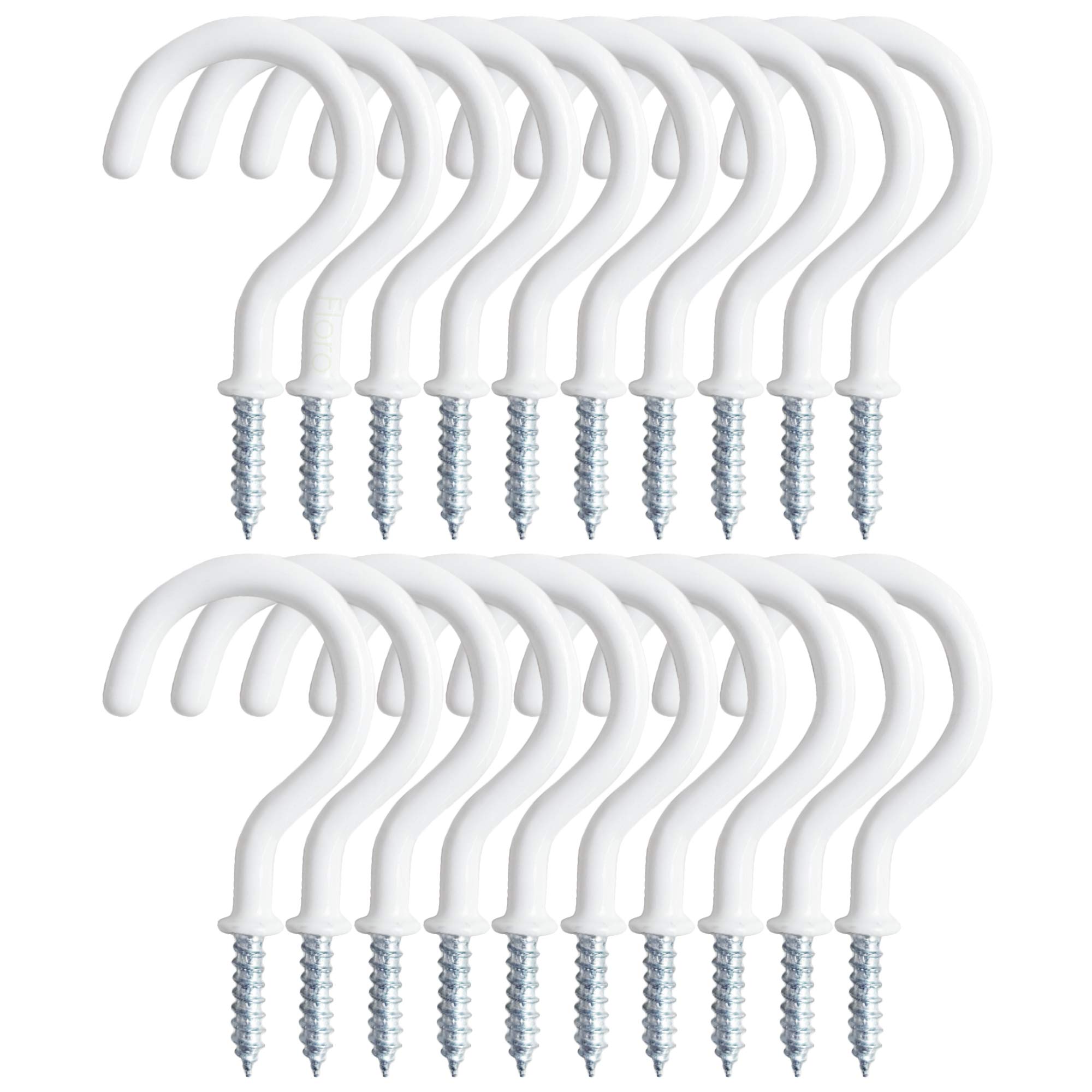 Floro Screw Hooks for Hanging, 2” Heavy-Duty Ceiling Hooks, Supports Macrame Plant Hangers up to 7 lbs, 20 Pcs Per Pack