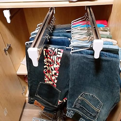 Miniatura 6 de Tubo de acero inoxidable para armario, barra deslizante para armario, barra de suspensión ajustable, barra de armario para armario organizador de