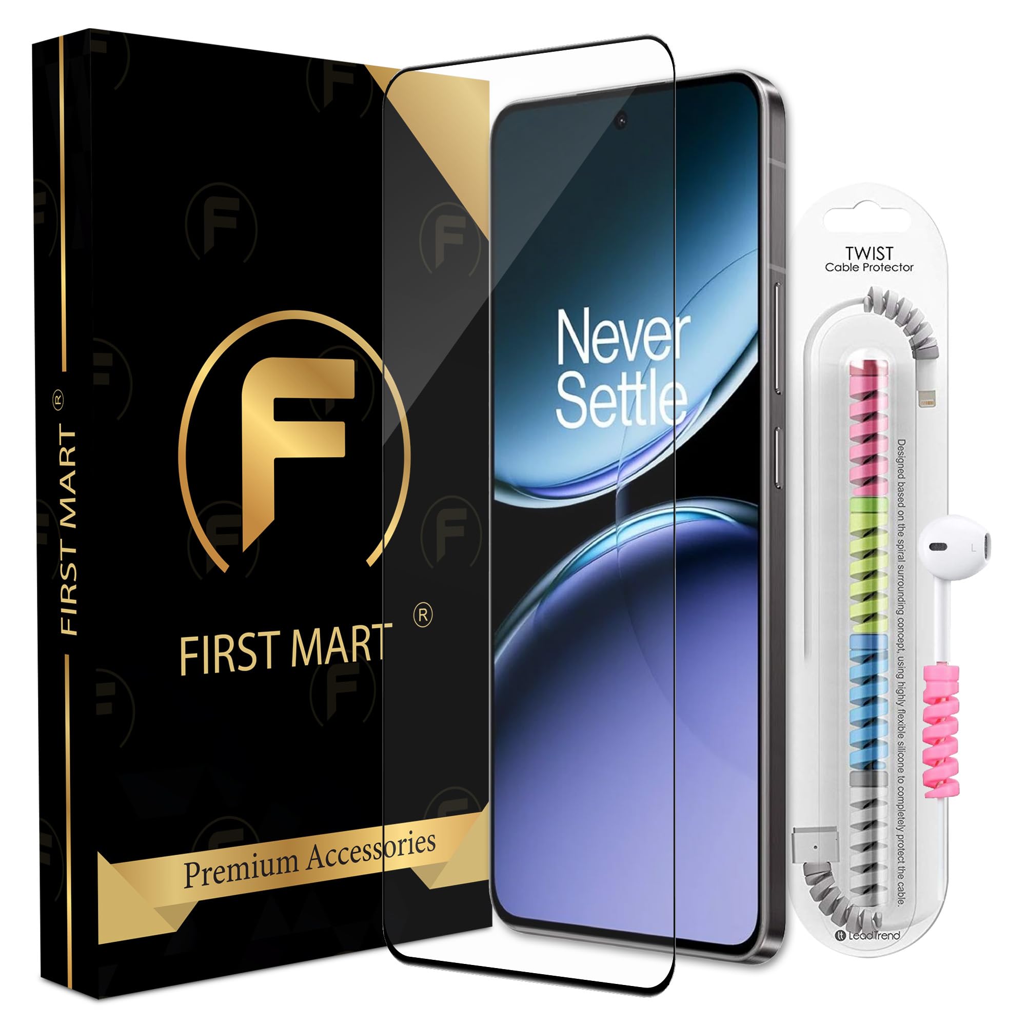 FIRST MART Tempered Glass for OnePlus Nord 4 5G with Edge to Edge Full Screen Coverage Black Border and Cable Protector and Easy Installation Kit, Pack of 1 (B0D9QLQY6C) Amazon Price History, Amazon Price Tracker