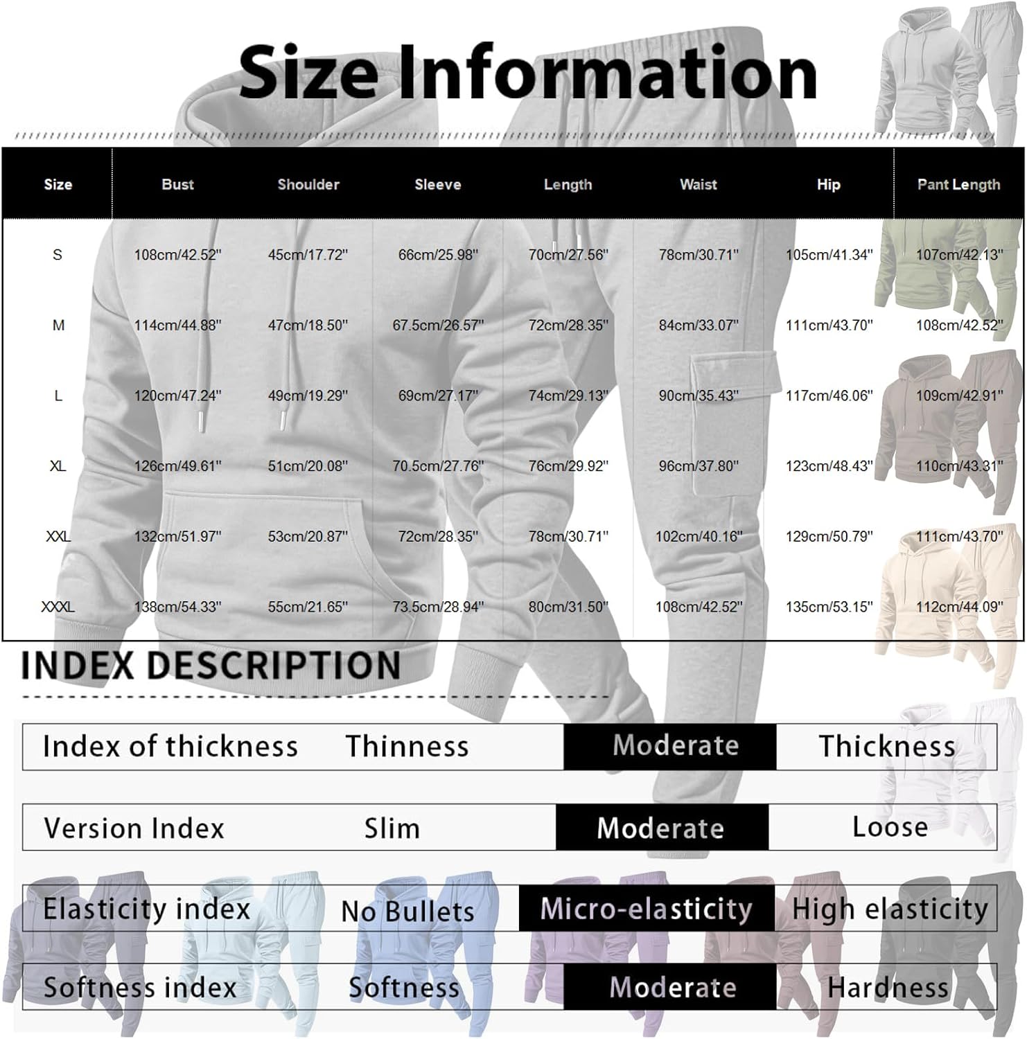 Mens Tracksuits 2 Piece Set Lightweight Hoodie & Wide Leg Sweatpants Sets for Activewear