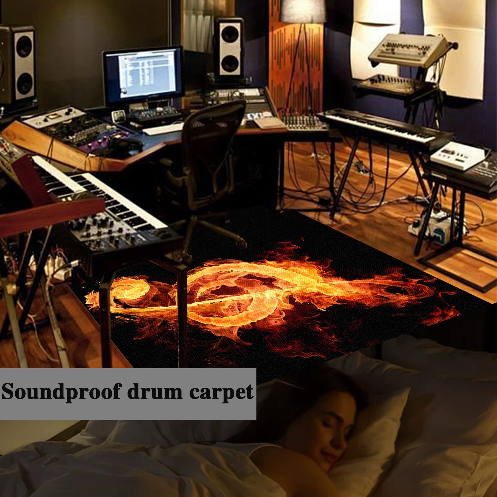 Tapis de Batterie Acoustique Insonorisant | Tapis pour Batterie et Percussions | Tapis de Tambour | Tapis pour Batterie Electronique | Anti Bruit Tapis de Batterie | Tambour Tapis 120 x 80 cm