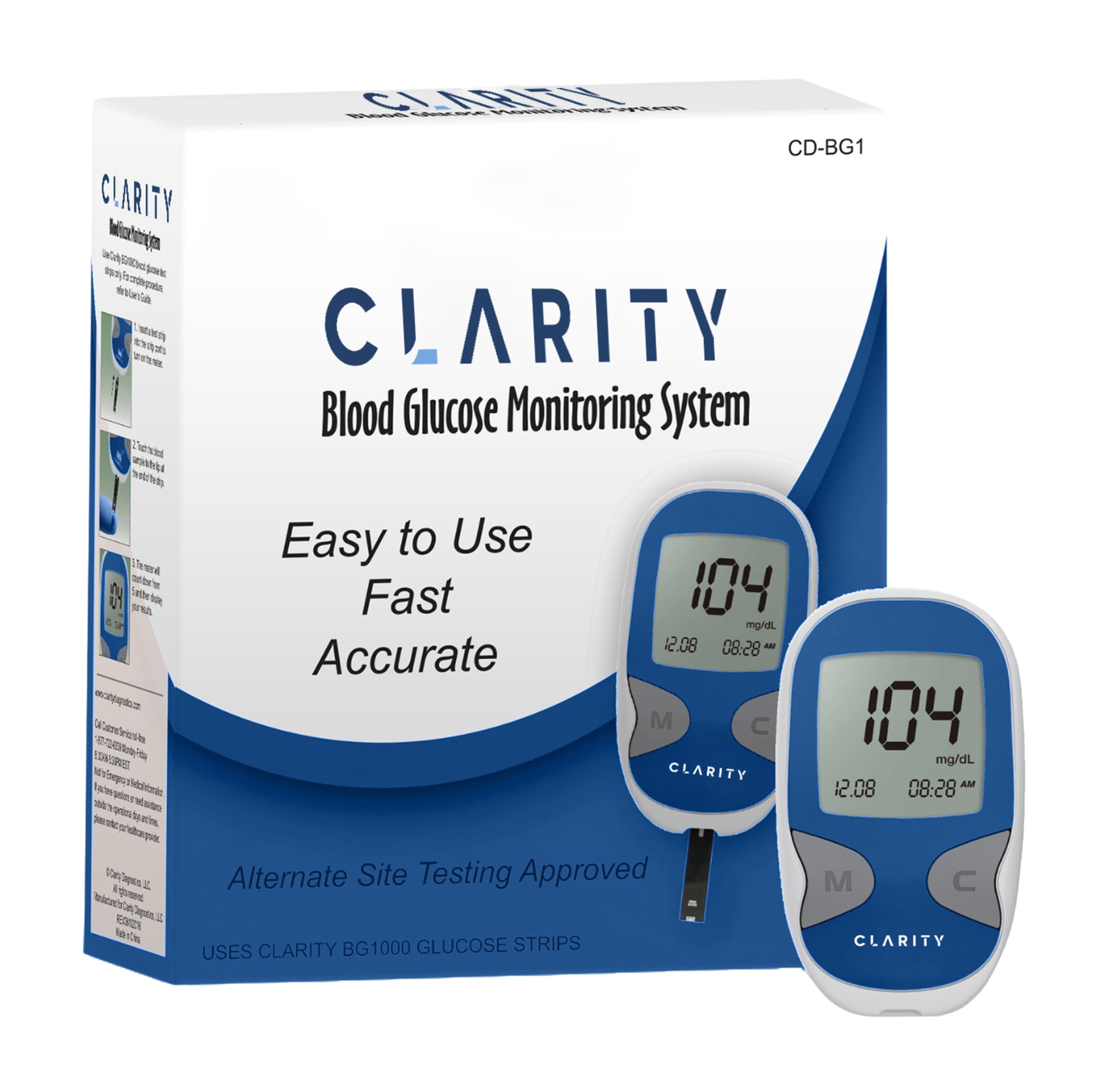 Blood Glucose Meter Kit - Glucometer, Easy to Use - 1 Kit
