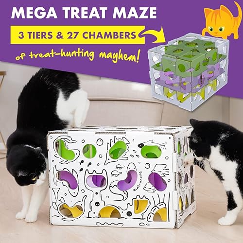 Miniatura 4 de Cat Amazing MEGA - Caja de rompecabezas para gatos - Laberinto interactivo de alimentos - Alimentador de rompecabezas para gatos - Caja de golosinas