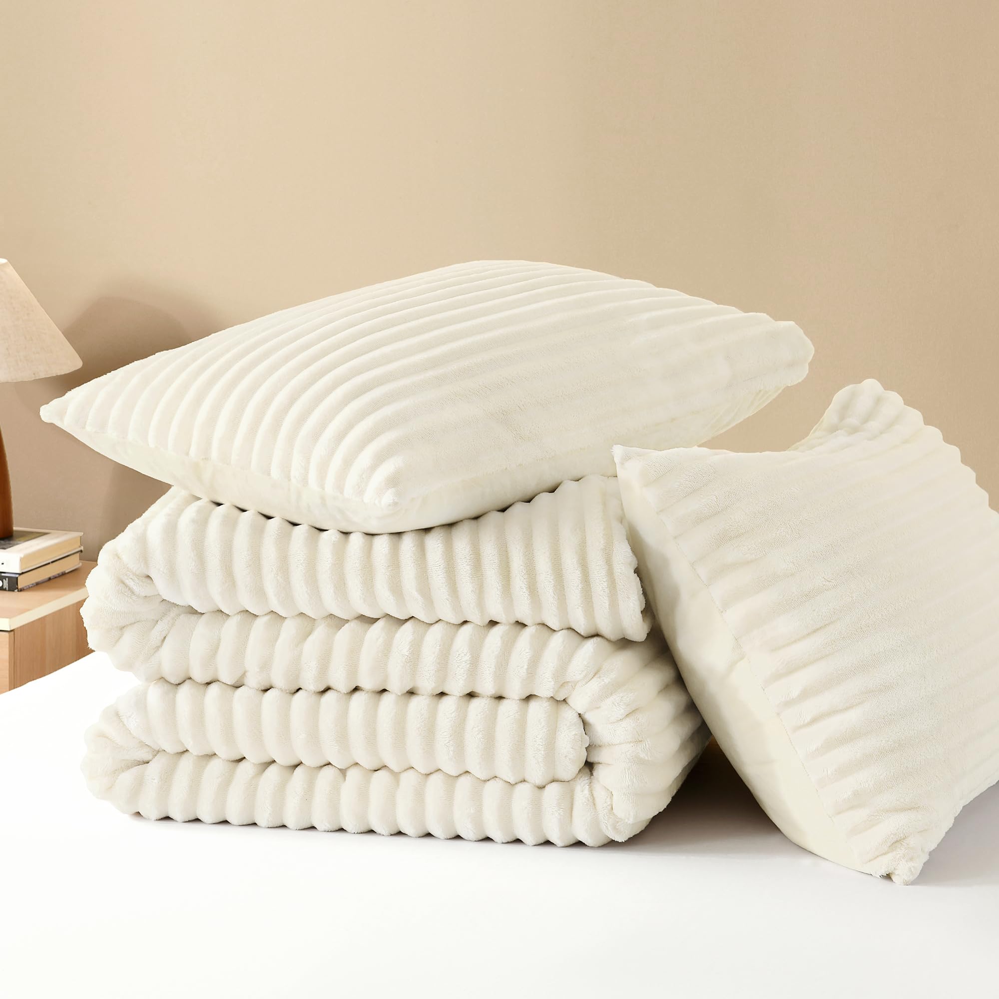 Andency Cream Fleece Faux Fur Comforter Set -7 Andency Cream Fleece Faux Fur Comforter Set -7