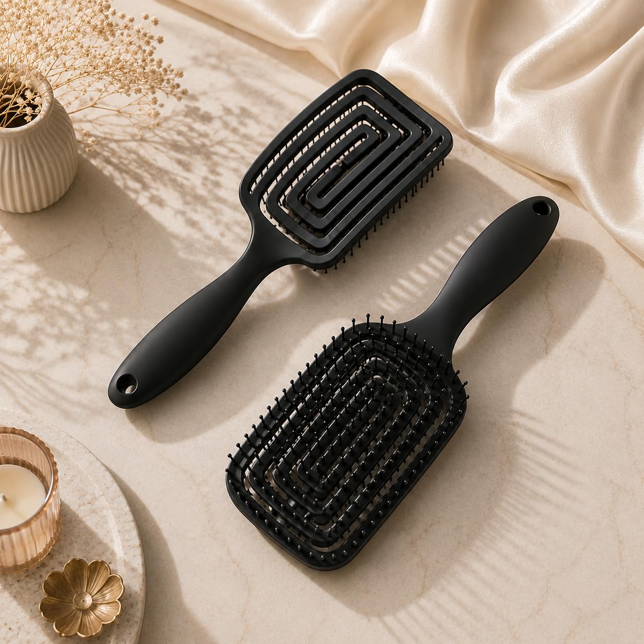 premium 3d detangling hair brush for women & men- anti hair fall comb for curly, wavy & straight hair | hair straightening brush, wet & dry styling brush | scalp massager, frizz control & tangle free grooming brush (pack of 1) (black)