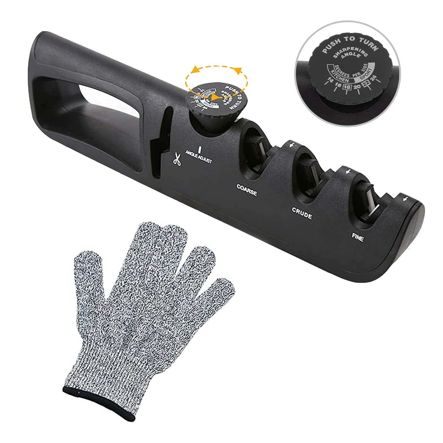 Aiguiseur Couteaux 4 En 1 LONGZON - Avec Gants Anti-Coupure - Affûtage Tungstène, Diamant, Céramique