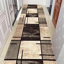 Kunovo Runner Rug Gray Brown Patchwork Casual Rug, Washable Parlor Long Door Mats with Non Skid Rubber Backing, Resists Color Fading Indoor Hallway Hall Throw Mat Color 60cmx100cm/23inx39in
