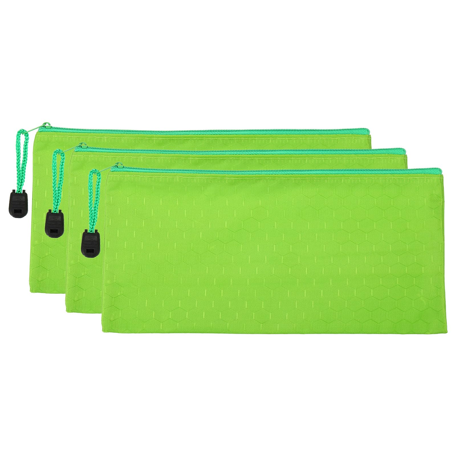 PATIKIL Waterproof Zipper File Bags, 3 Pack A6 Document Holders Pencil Pouch for Office, Green