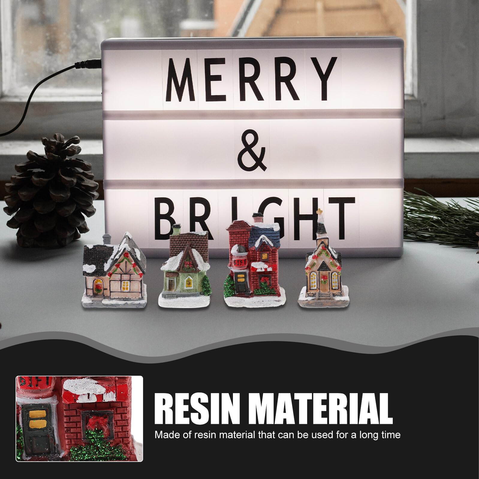 NUOBESTY Adorno Navideño de Resina Luz para Decoración de Casa Pequeña Iluminación Cálida para Escritorio y Fiesta Accesorio Decorativo Seguro para Varios Estilos