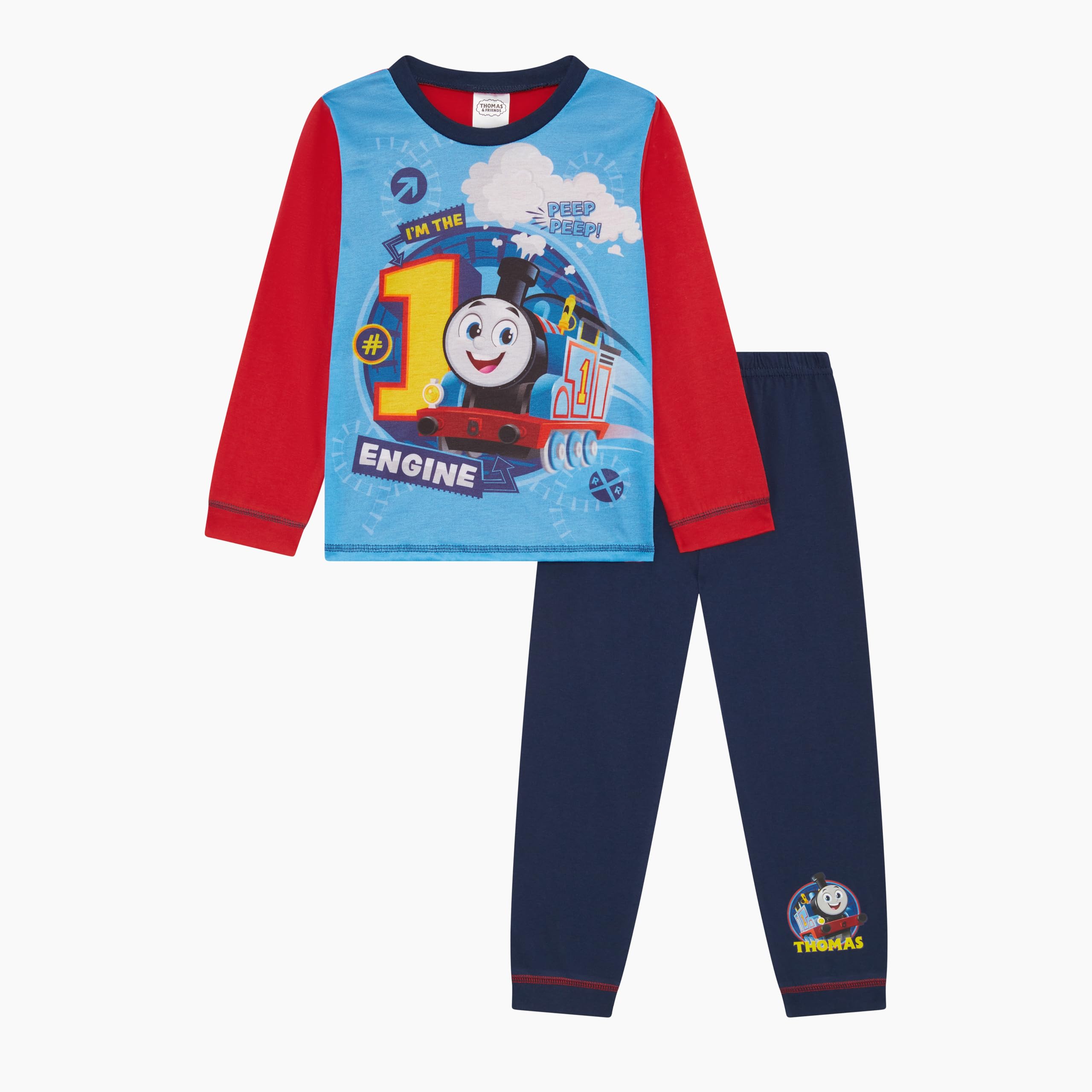 THOMAS & FRIENDS, Thomas The Tank Engine - Pigiama da ragazzo, colore: rosso/blu, età 18 mesi - 5 anni