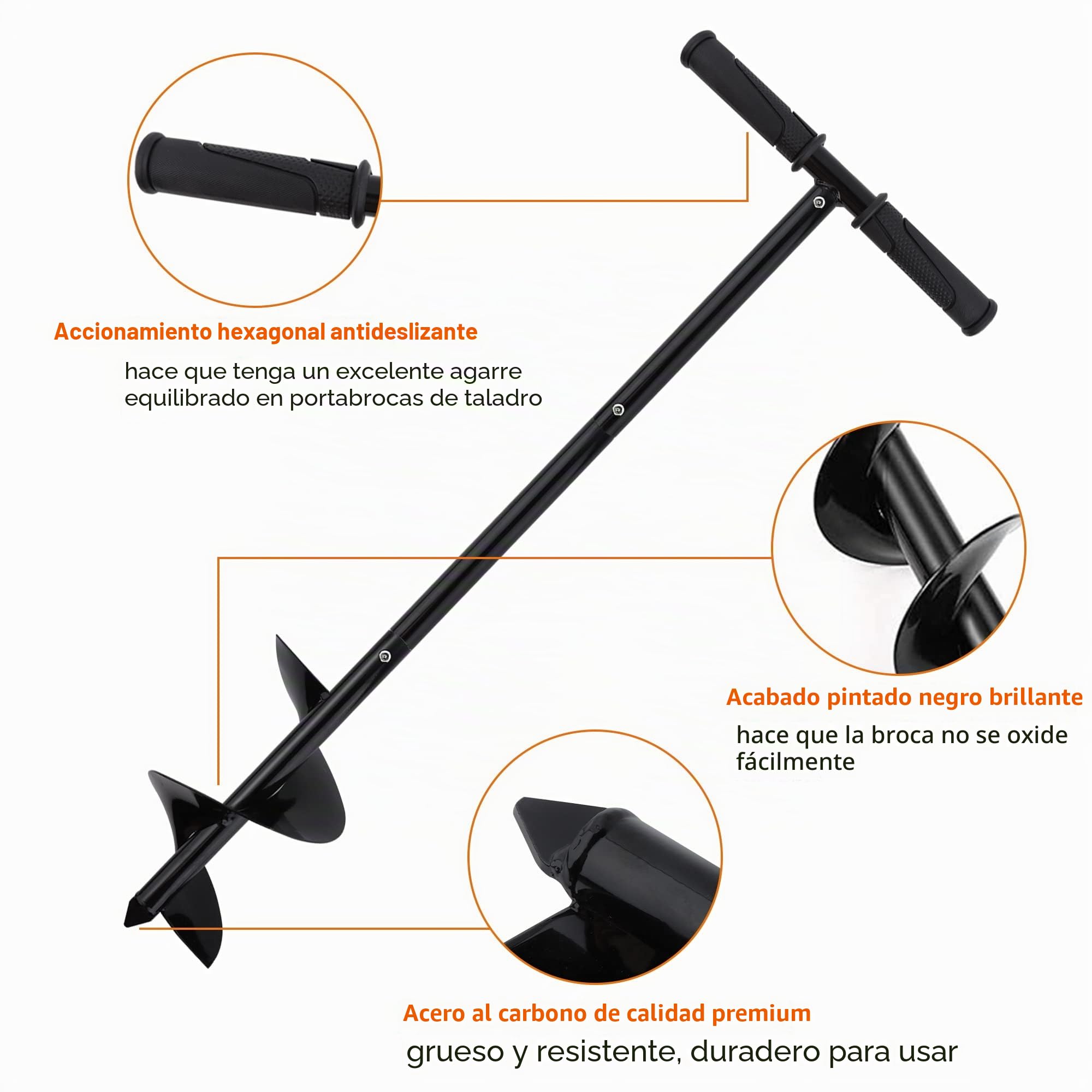 Juego de brocas de barrena de jardín, broca de barrena de tierra de Ø150 mm con mango antideslizante Barrena de jardín en espiral Taladro de poste de valla de jardinera rápida (15 x 85 cm)