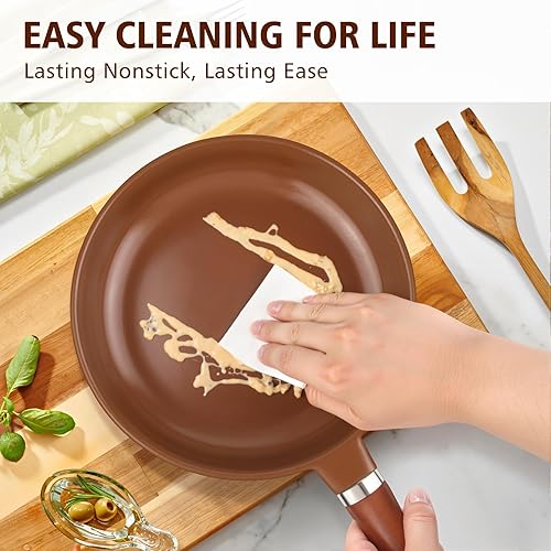 Miniatura 6 de Sartén de cerámica pura, construcción de una sola pieza que garantiza que no haya revestimientos ni metal, certificado SGS, no tóxico, naturalmente