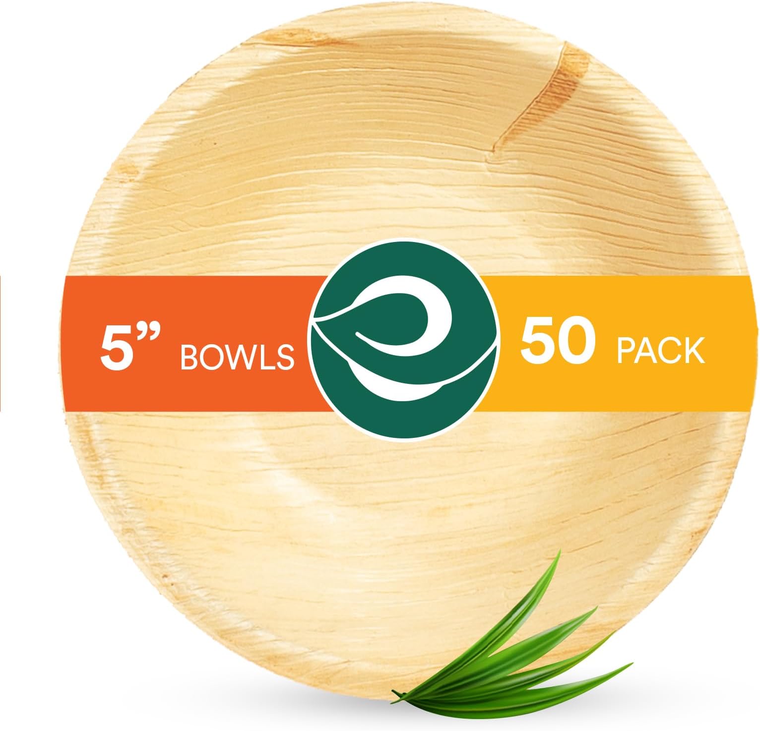 ECO SOUL [200 ml, 50 Pack Areca Palm Leaf Bowls Like Wooden Bamboo Eco Friendly, Biodegradable, Use and Throw Small Dona for Serving Pasta, Soup & Snacks Birthday, Wedding & Party (5 inch)