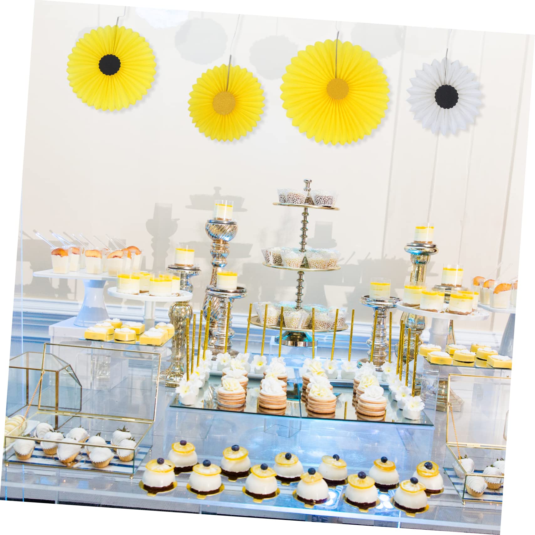 ifundom 24pièces Décoration Murale Papier Fleurs De Fan Papier pour Anniversaire Et Fêtes De Thème Tournesol Accessoires De Décoration De Mariage Et Shower