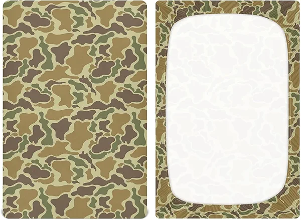 VIGTRO Vintage Duck Hunter Baby Crib Sheets for Boys Girls, Breathable Soft Fitted Crib Playard Sheets Baby Mattress Sheet, S 39x27x5in