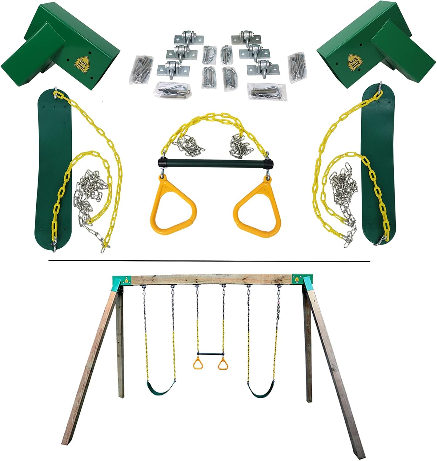 Safe Kidz Swing Set Kit Includes 2 Brackets, 2 Swing Seats