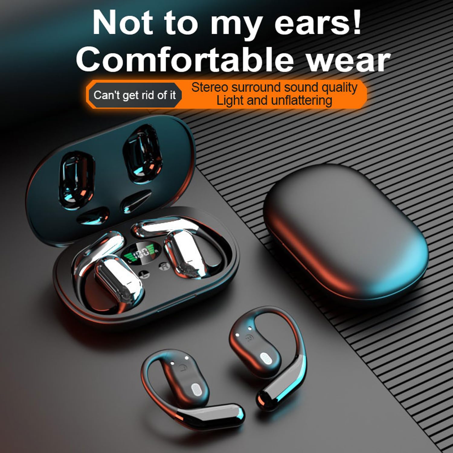 Auriculares inalámbricos Tipo Oreja Abierta Auriculares Bluetooth Caja de Carga de Auriculares con Auriculares de Silicona, adecuados para ejercitar la conducción (Blanco)