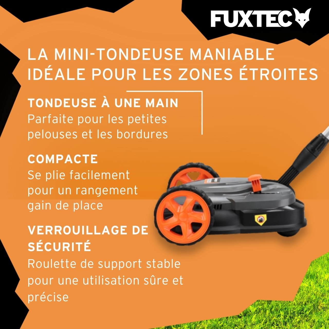 FUXTEC Tondeuse sans Fil FX-E1RMEH20 20V 4Ah 22cm 6000 TR/Min 3 Hauteurs