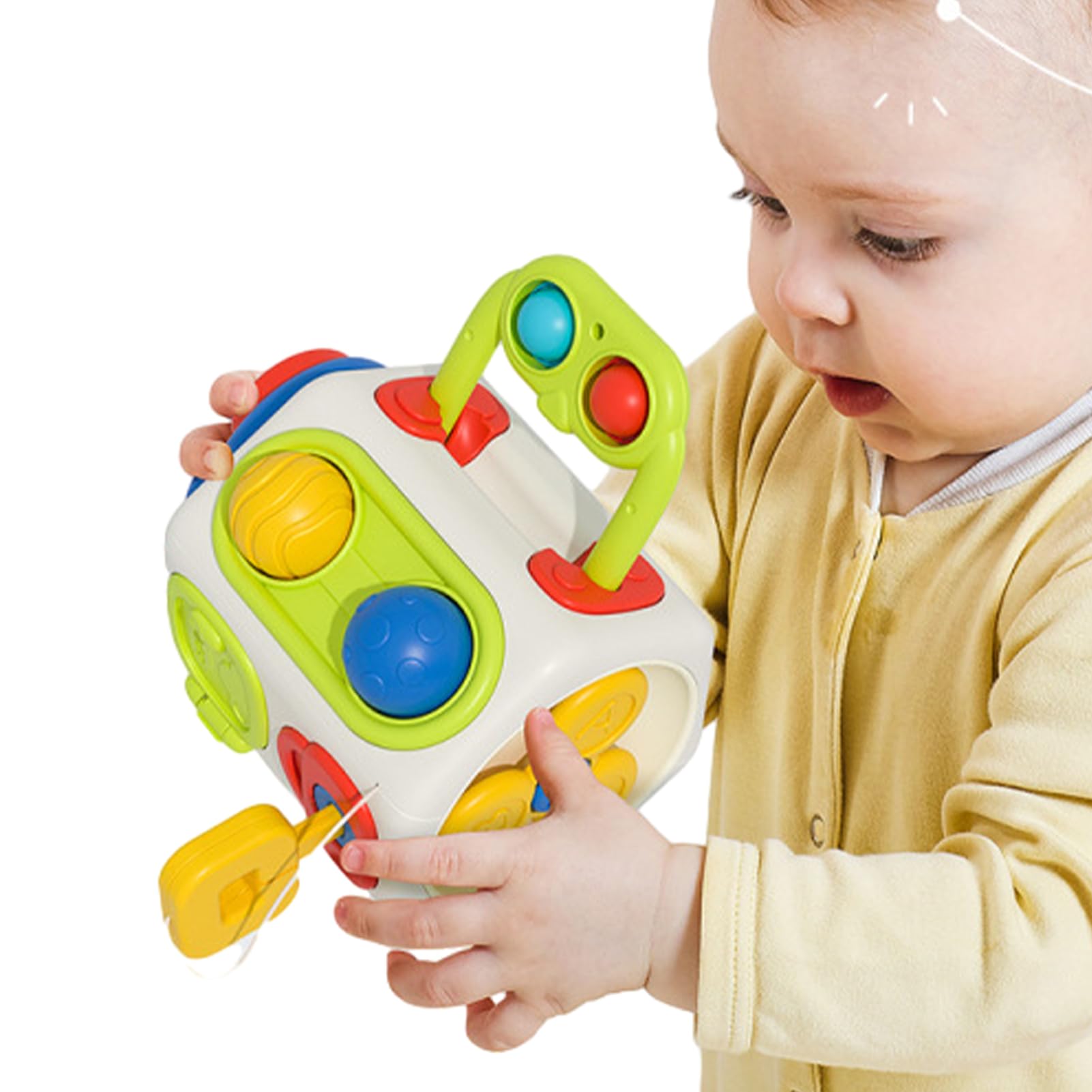 Sensory Busy Cube Toy,Sensory Activity Board Car Travel Activities | Montessori Educational Toy Fidget Multi-Functional Cube For Boys And Girls Aged 1+ Soptec