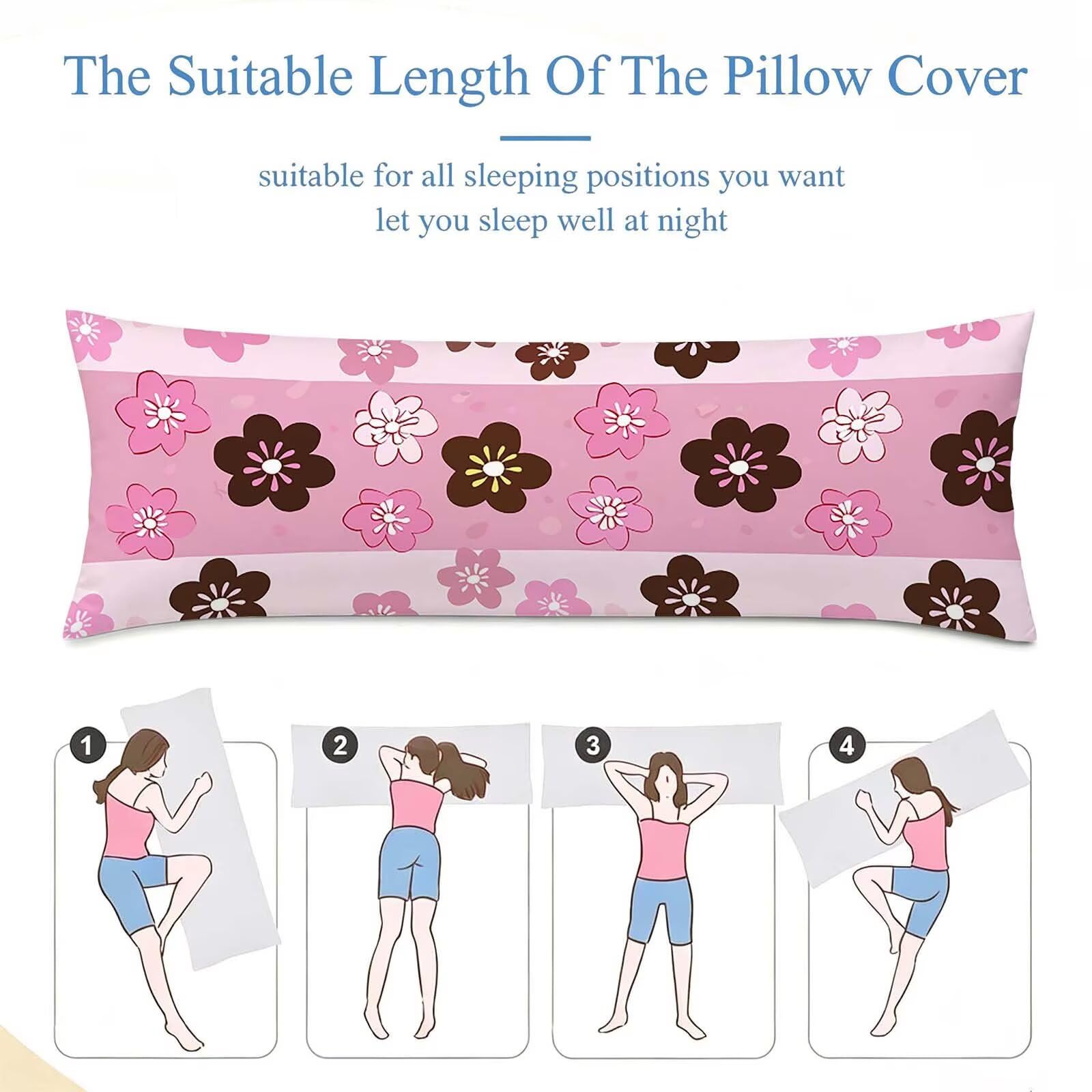 Fodera Cuscino 50 x 150 cm, Rosa-23 Velluto Copricuscini Letto, | con Invisibile Cerniera, Morbida e Traspirante, per biancheria da letto, divano, hotel, chi dorme sul fianco Fiore-7 j-149