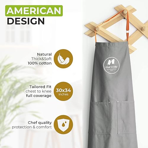 Miniatura 2 de Delantal de cocina Essential Chef - Profesional y duradero para cocinar - Delantal de cocina de algodón - Ajustable por Cook'n'Chic