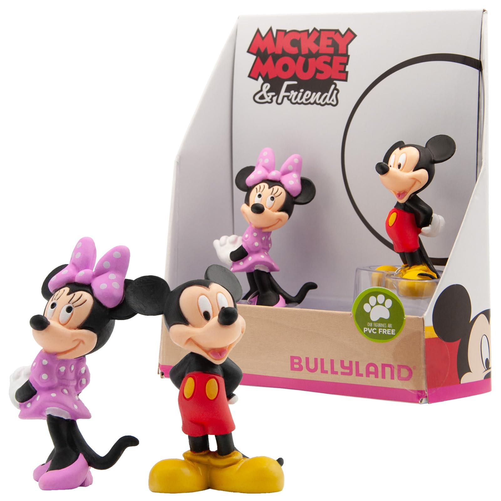 Bullyland 15083 Disney Mickey and Minnie Toy Set in Gift Box, 2 Pieces, Lovingly Hand Painted Figures